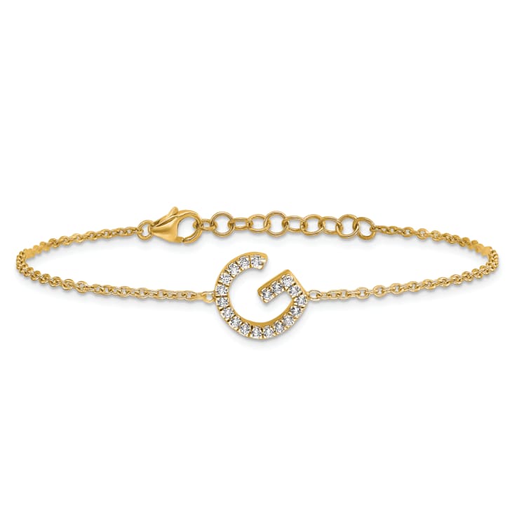 14k Yellow Gold Diamond Sideways Letter G Bracelet