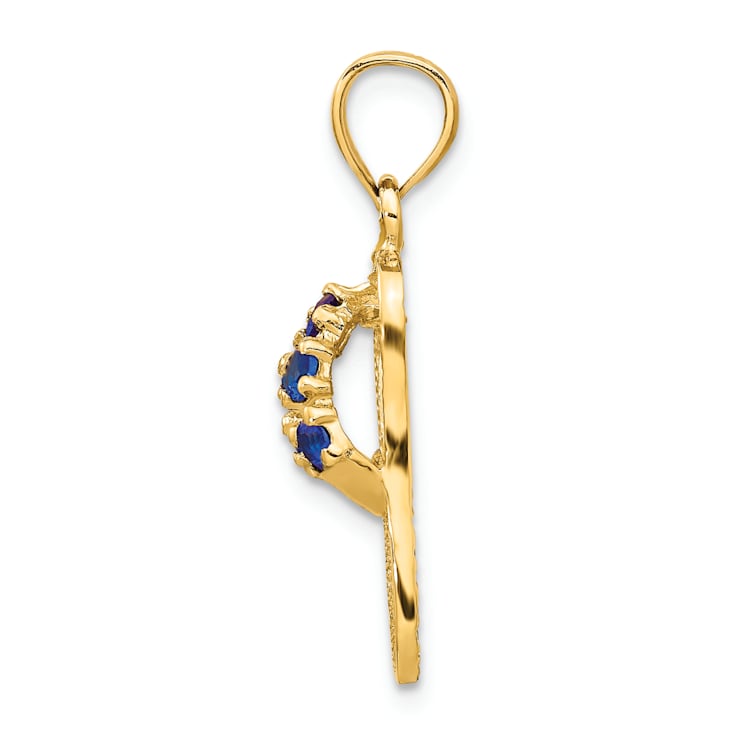 14K Yellow Gold 3D September Cubic Zirconia Birthstone Flip Flop Pendant