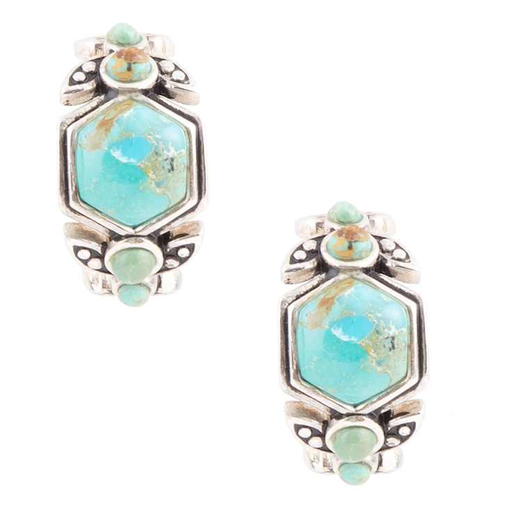 Barse Jewelry 12x10mm, 4mm & 3mm Blue Turquoise Sterling Silver
Emile Hoop Earrings