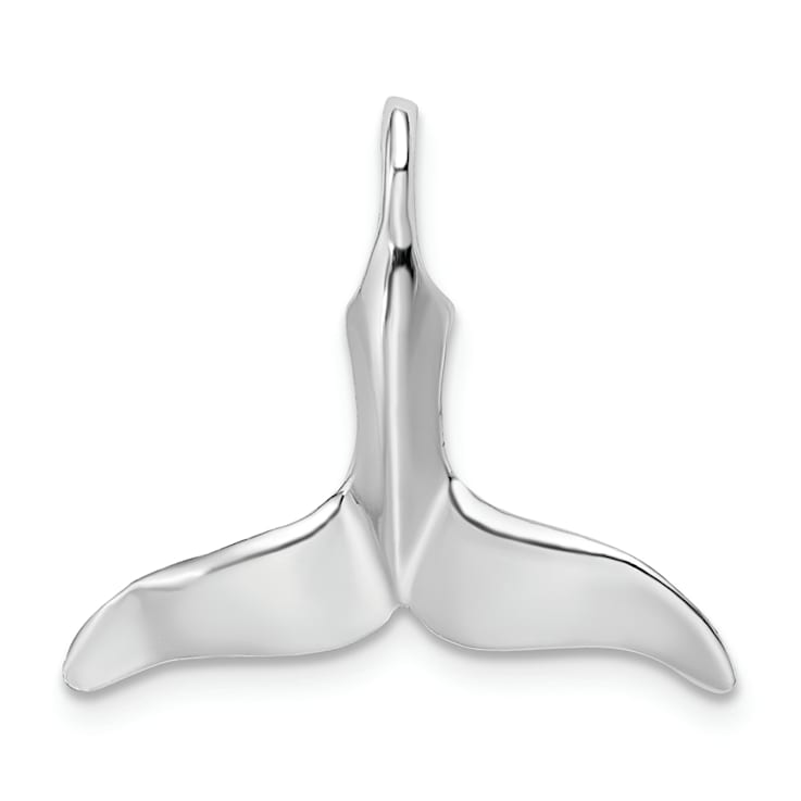 Rhodium Over Sterling Silver Polished Whale Tail Pendant