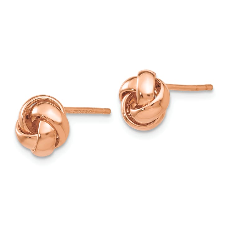 14k Rose Gold Polished Love Knot Stud Earrings