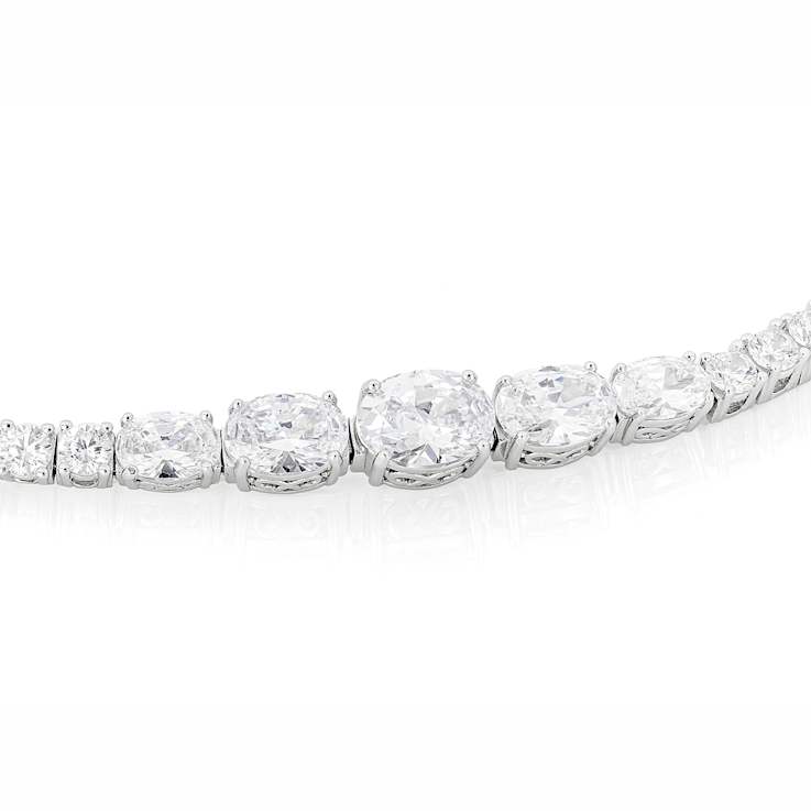 CZ Graduated Tennis Bracelet In Platinum-Enhanced Sterling Silver 13.41ctw