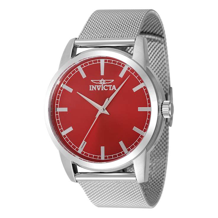 Invicta Celestial 43mm Red Dial Stainless Steel Band Quartz Watch