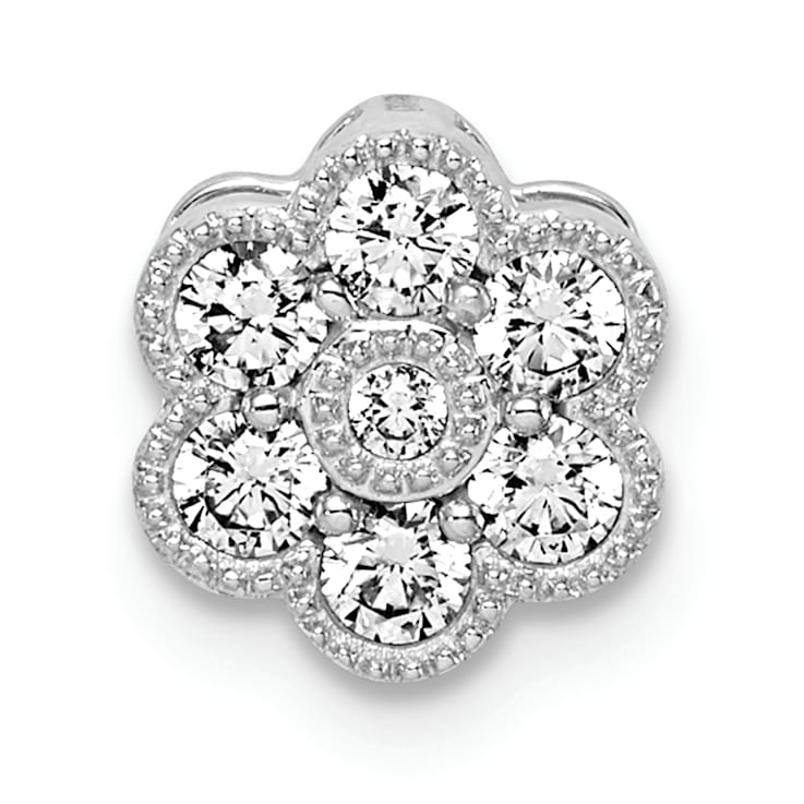 Rhodium Over 14K White Gold Lab Grown Diamond SI1/SI2, G H I, Floral
Chain Slide Pendant 0.25ctw