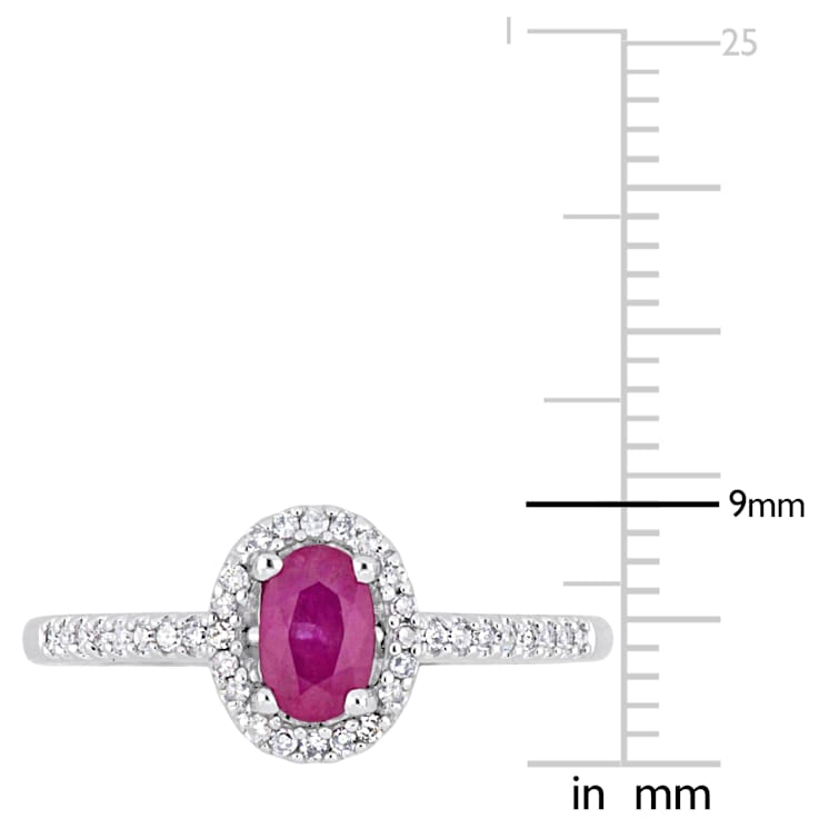 Ruby and Diamond 10K White Gold Ring 0.75ctw
