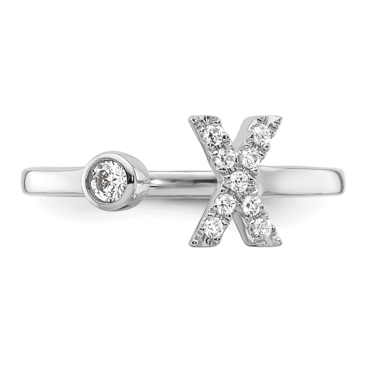 Rhodium Over 14K White Gold Lab Grown Diamond VS/SI GH, Initial X
Adjustable Ring