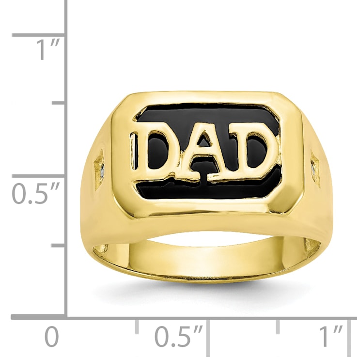 10K Yellow Gold Men's Diamond and Black Onyx DAD Ring