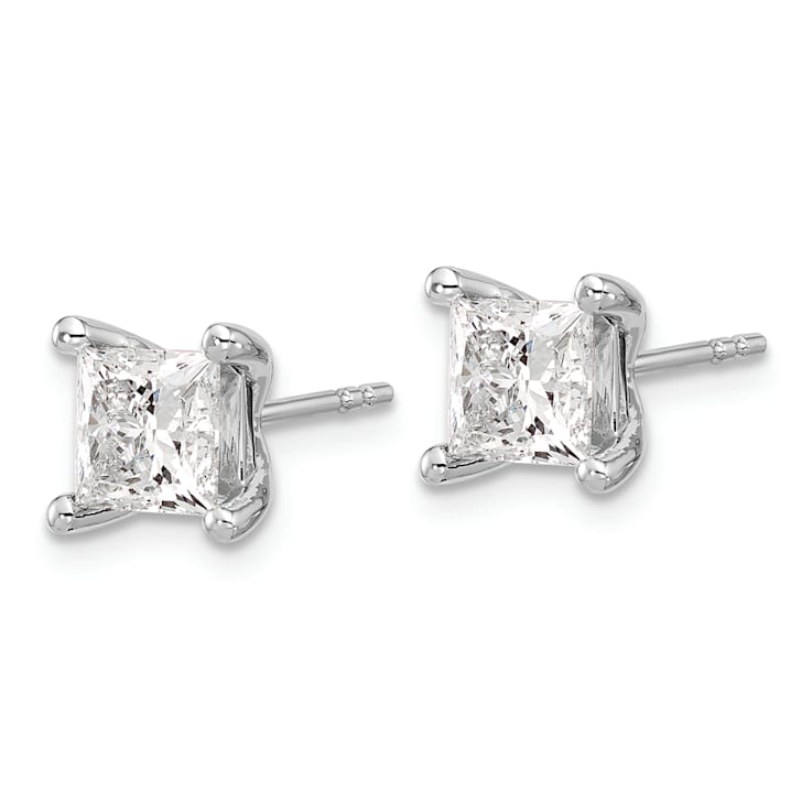 Princess Cut White Lab-Grown Diamond G-H SI 14k White Gold 4-Prong Stud
Earrings 2.00ctw