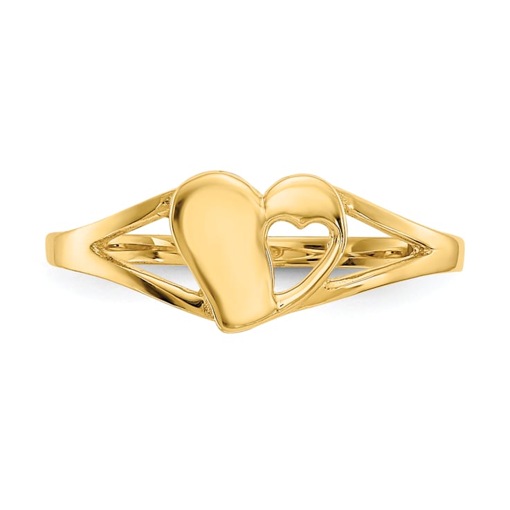 14K Yellow Gold Heart Baby Ring