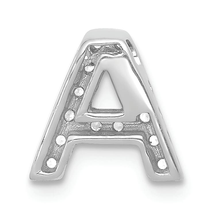 Rhodium Over 14K White Gold Diamond Letter A Initial Charm