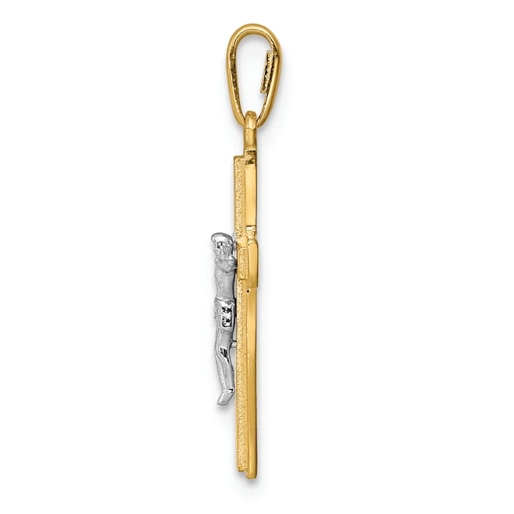 14K Yellow and White Gold Crucifix Pendant
