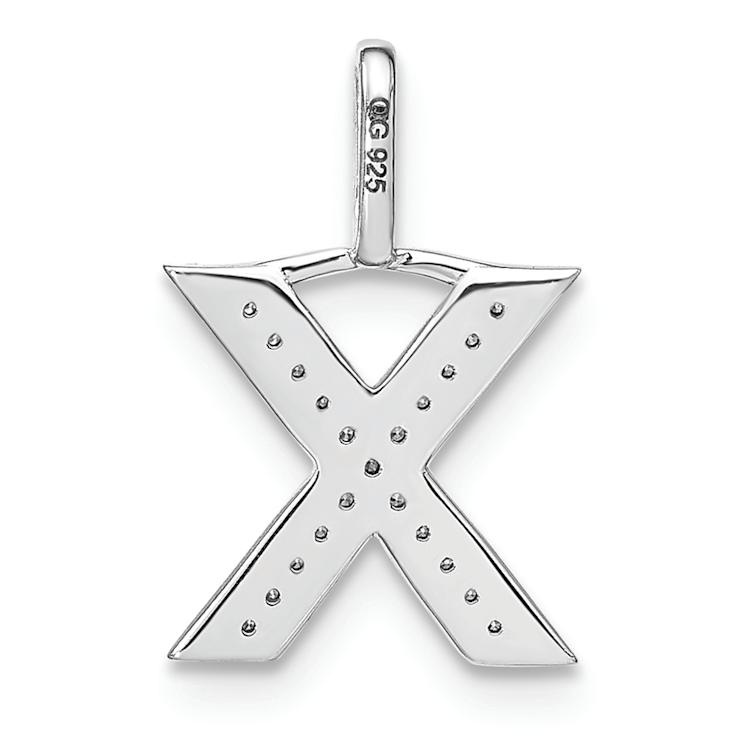 14K White Gold Diamond Lower Case Letter X Initial Pendant