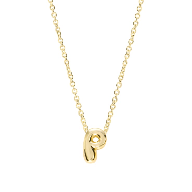 CZ Initial P Tennis Necklace And Pendant Set In 14K Gold Over Brass 4.05ctw