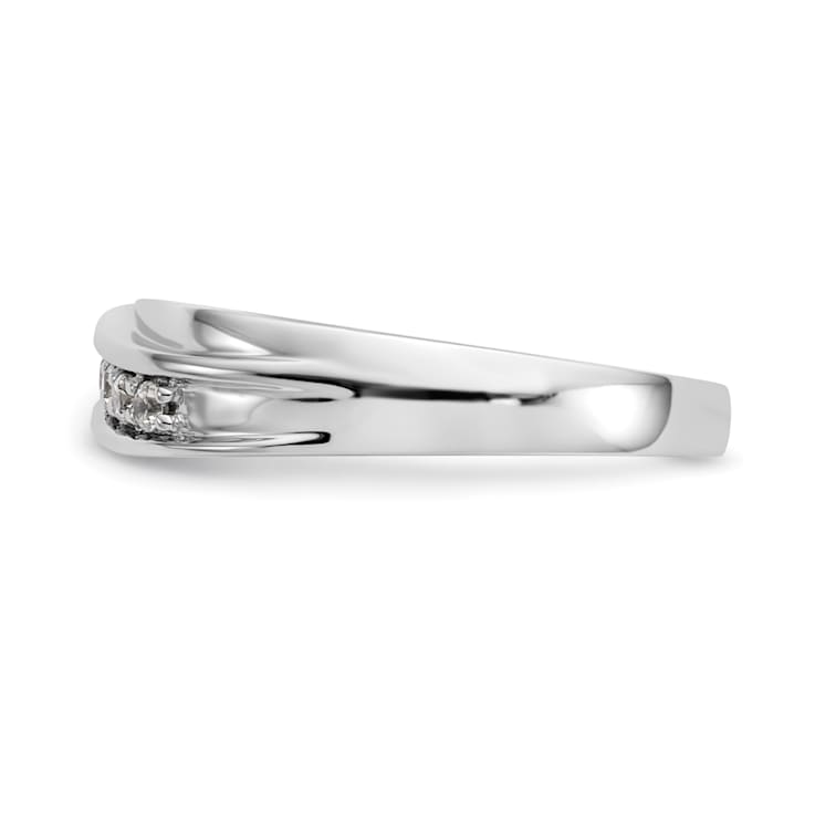 Rhodium Over 14K White Gold Lab Grown Diamond Men's Band