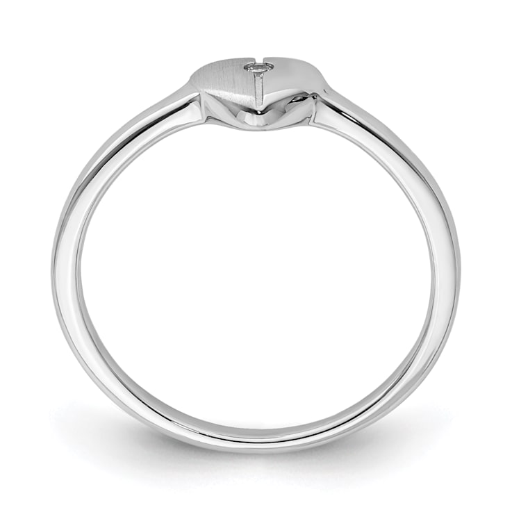 Sterling Silver Polished and Satin Cubic Zirconia Heart Children's Ring