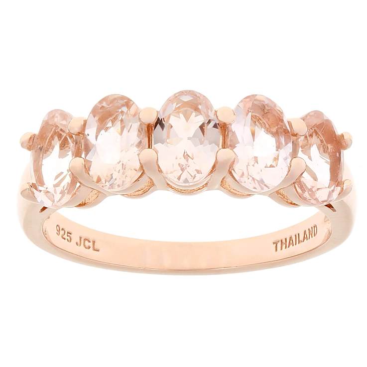 Morganite Oval Band Ring In 18K Rose Gold Over Sterling Silver 2.00ctw