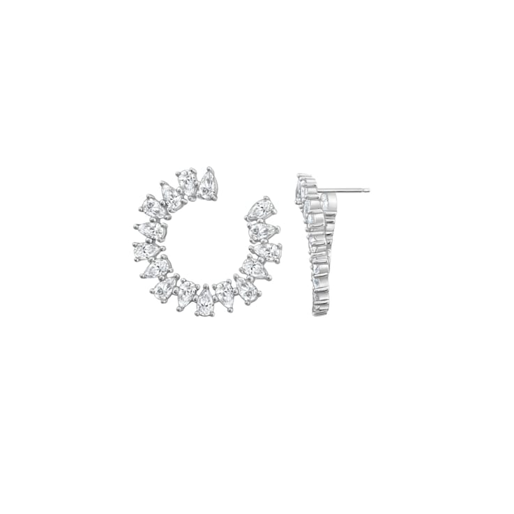 White Cubic Zirconia Platinum Over Sterling Silver Earrings 8.37ctw