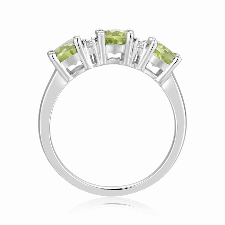 Peridot and Moissanite Sterling Silver 3-Stone Ring