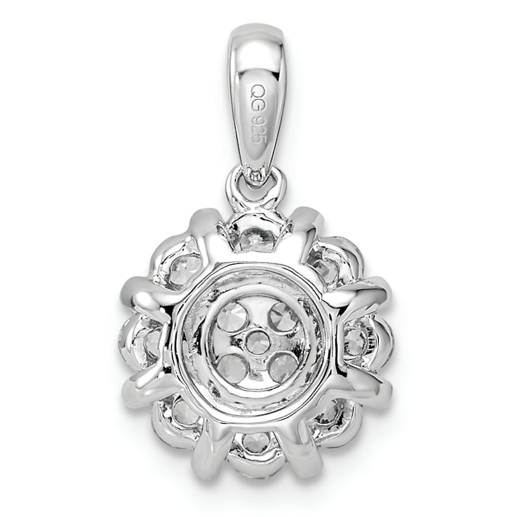 Rhodium Over 14K White Gold Lab Grown Diamond Halo Pendant 0.50ctw