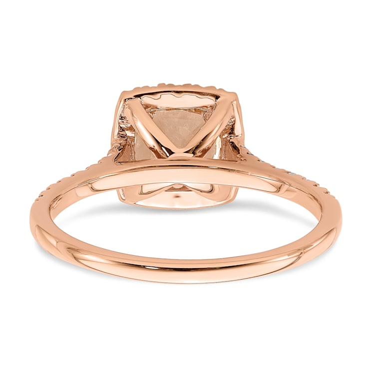 14K Rose Gold Morganite Diamond Halo Engagement Ring 1.09ctw