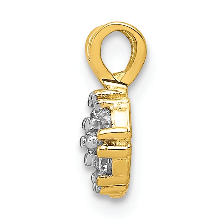 10k Yellow Gold Small Cubic Zirconia Flower Charm
