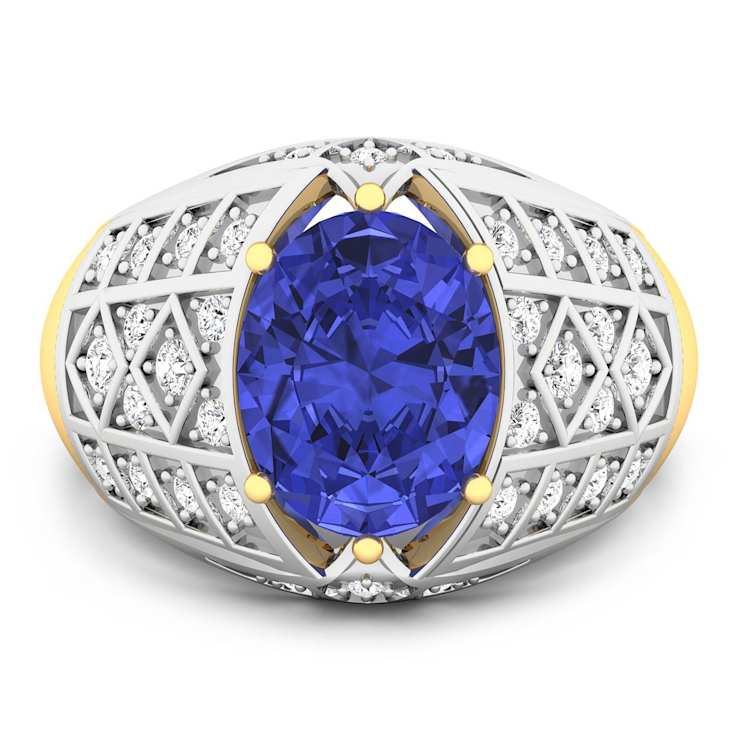 2.63ctw Violet Tanzanite and Diamond 14K Yellow Gold Halo Ring