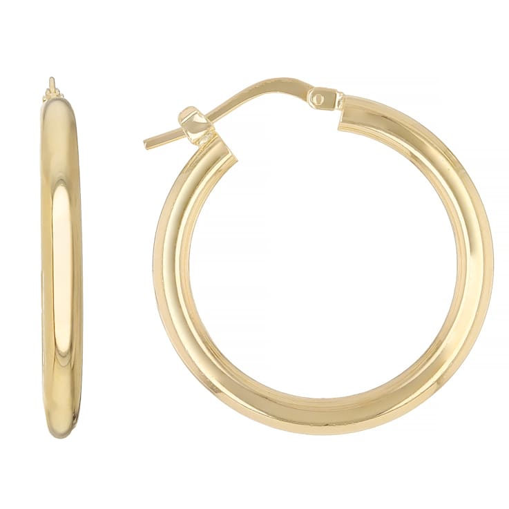 Polished Hoop Earrings In 18K Gold Over Bronze 1 Inch