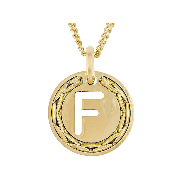 Cardano Initial F Pendant Necklace In 18K Gold Over Bronze