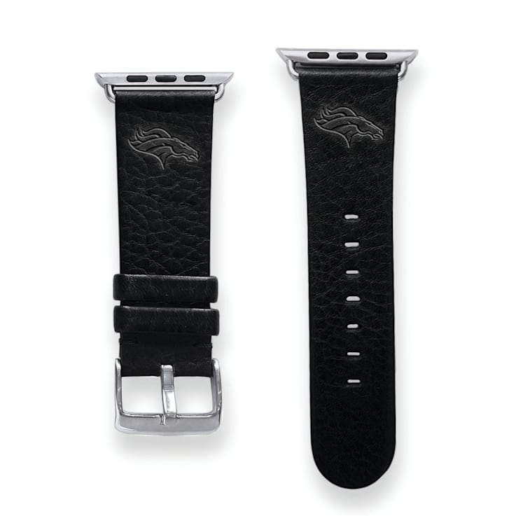 Gametime Denver Broncos Leather Band fits Apple Watch (42/44mm S/M
Black). Watch not included.