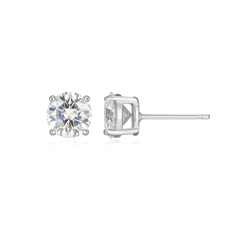 Round Moissanite Platineve Stud Earrings 2.40ctw DEW