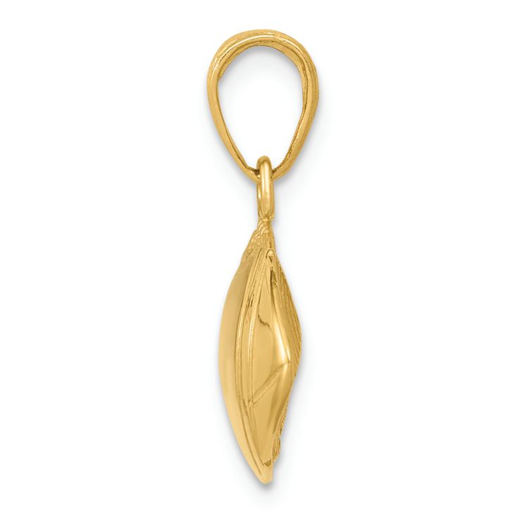 14k Yellow Gold Textured Football Profile Pendant
