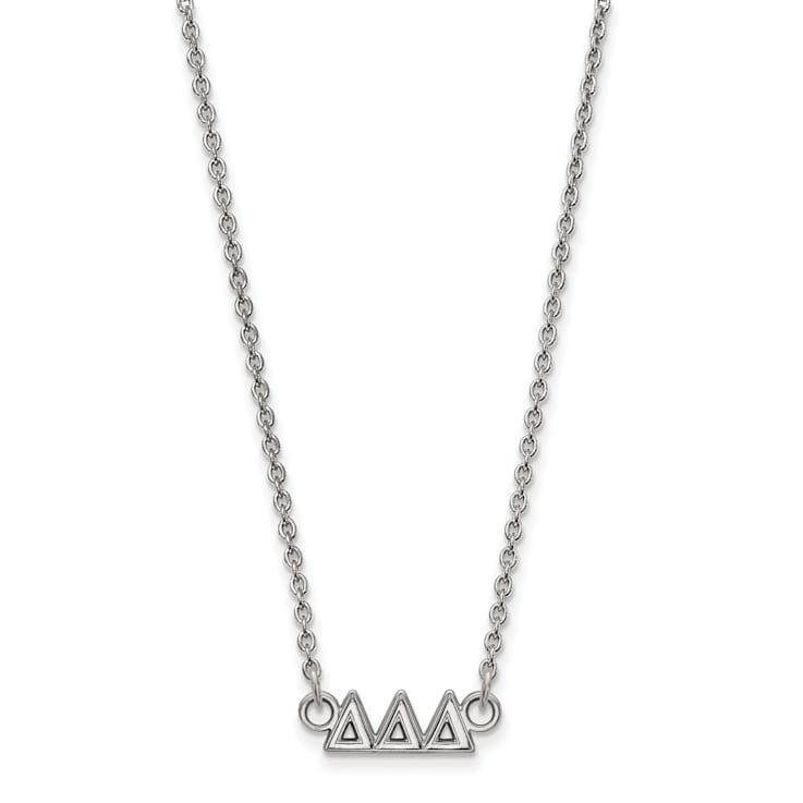 Rhodium Over Sterling Silver LogoArt Delta Delta Delta Extra Small
Pendant Necklace