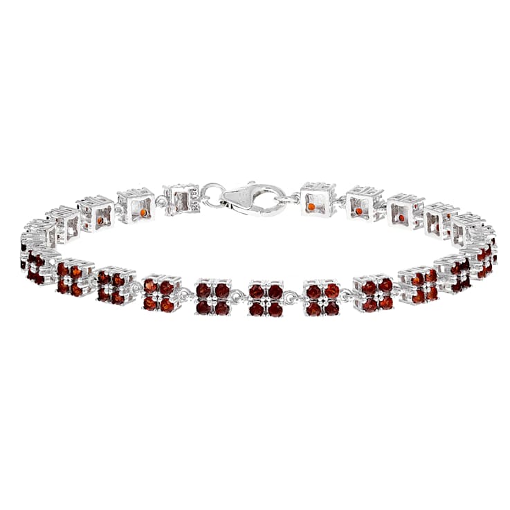 Red Garnet Two-Row Bracelet In Sterling Silver 3.12ctw