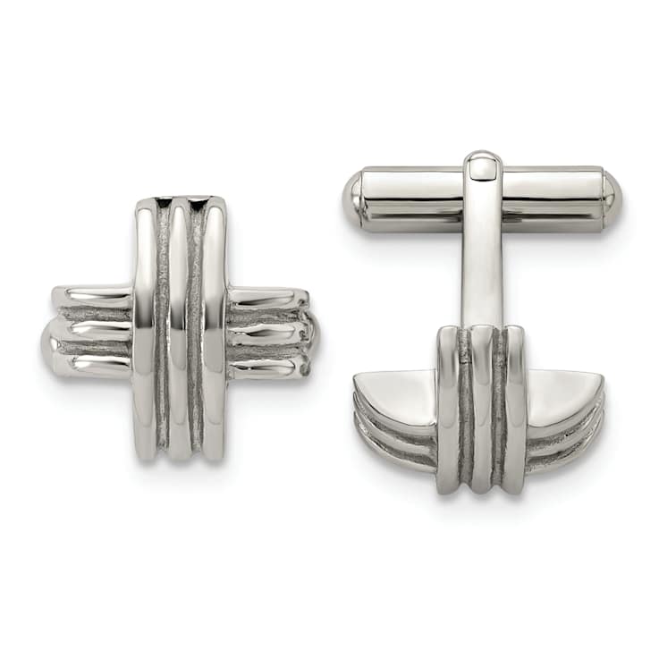 Stainless Steel Polished Fancy X Cuff Links
