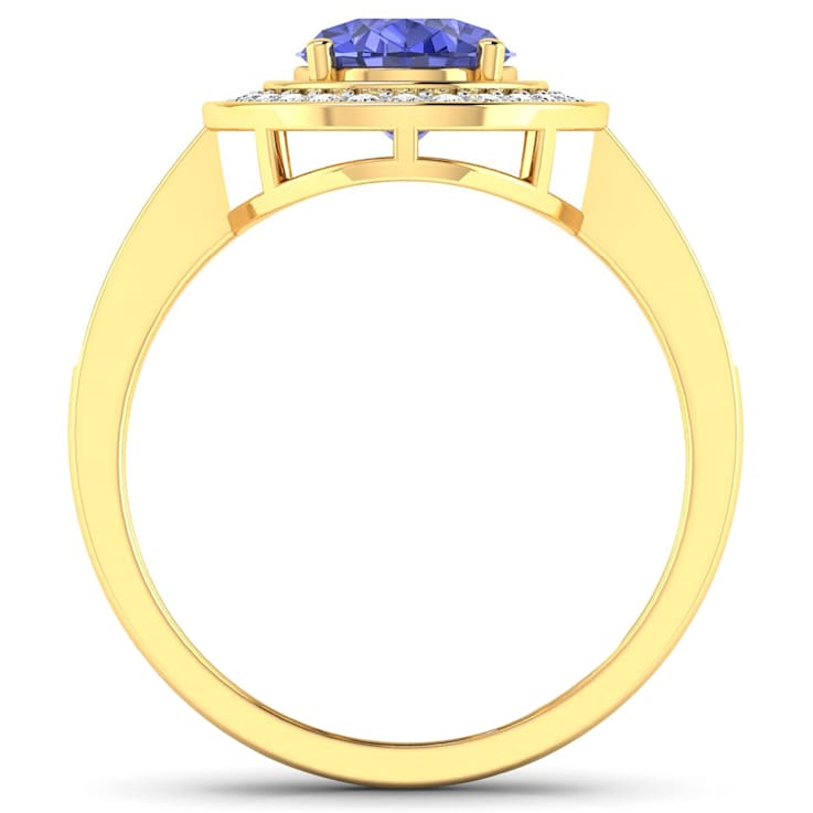 1.63ctw Violet Tanzanite and Diamond 14K Yellow Gold Halo Ring