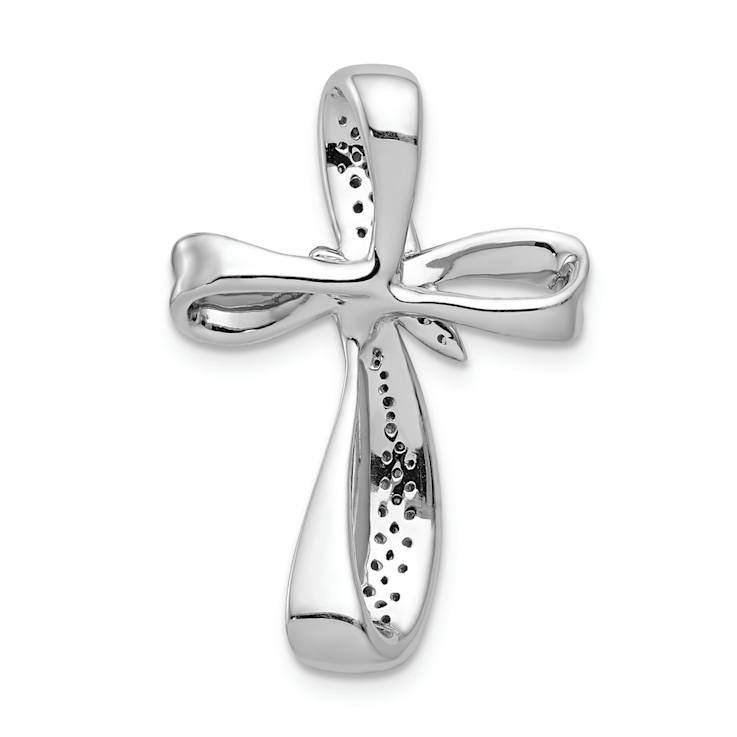 Rhodium Over 14k White Gold Diamond Cross Chain Slide Pendant