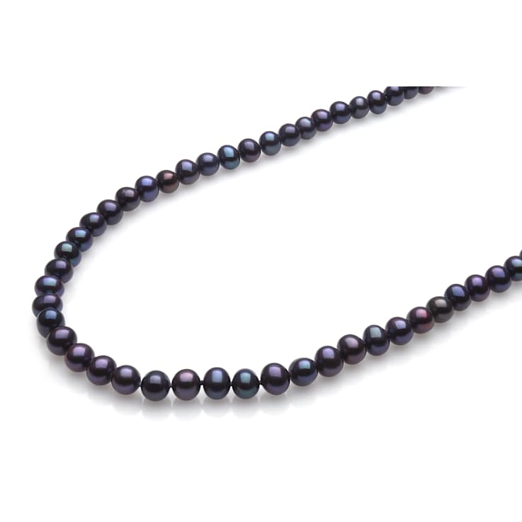 6-7mm Black Freshwater Pearl 18" Sterling Silver Necklace
