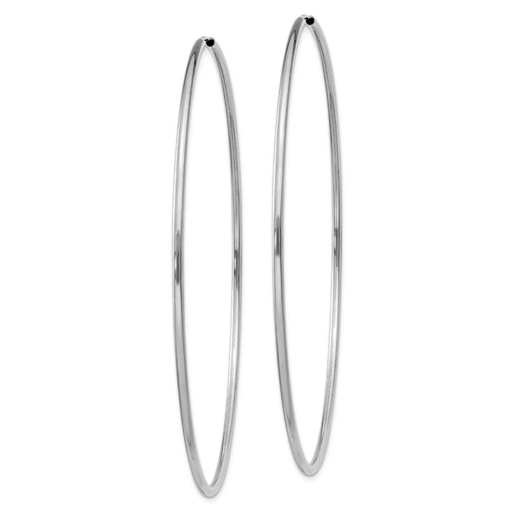 Rhodium Over 14k White Gold Polished 2 1/2" Endless Hoop Earrings