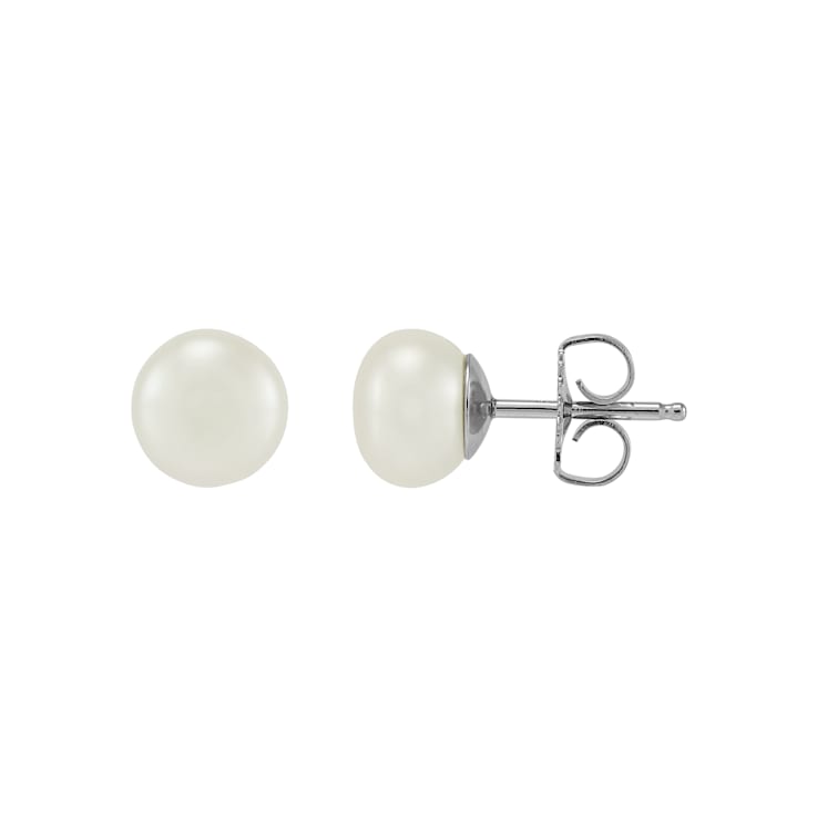 White Freshwater Pearl Necklace, Bracelet with Round Stud Earrings
Sterling Silver Jewelry Set