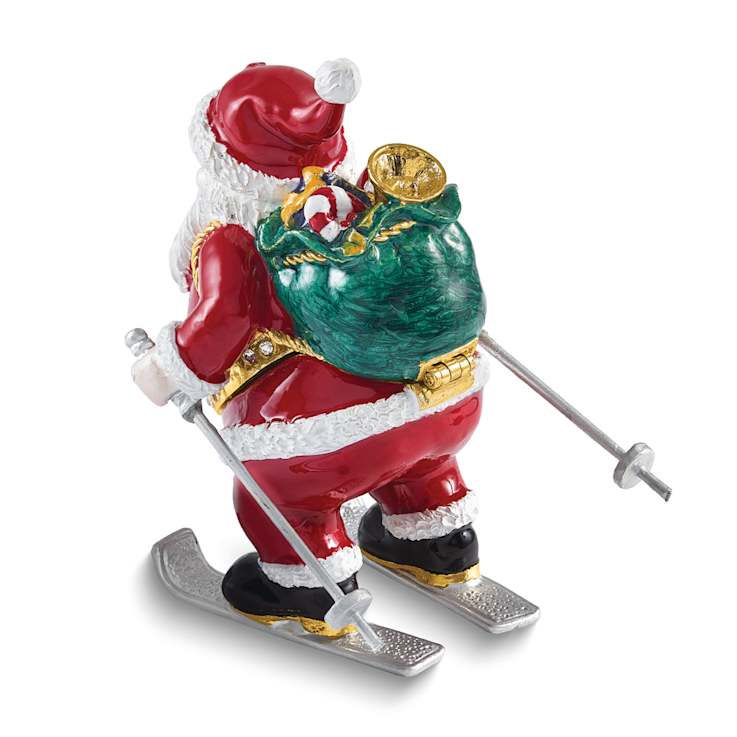 HITTING THE SLOPES Skiing Santa Trinket Box