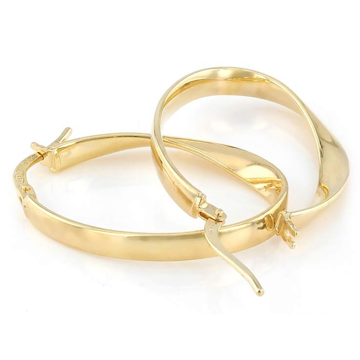 Medium Ribbon Hoop Earrings In 14K Gold
