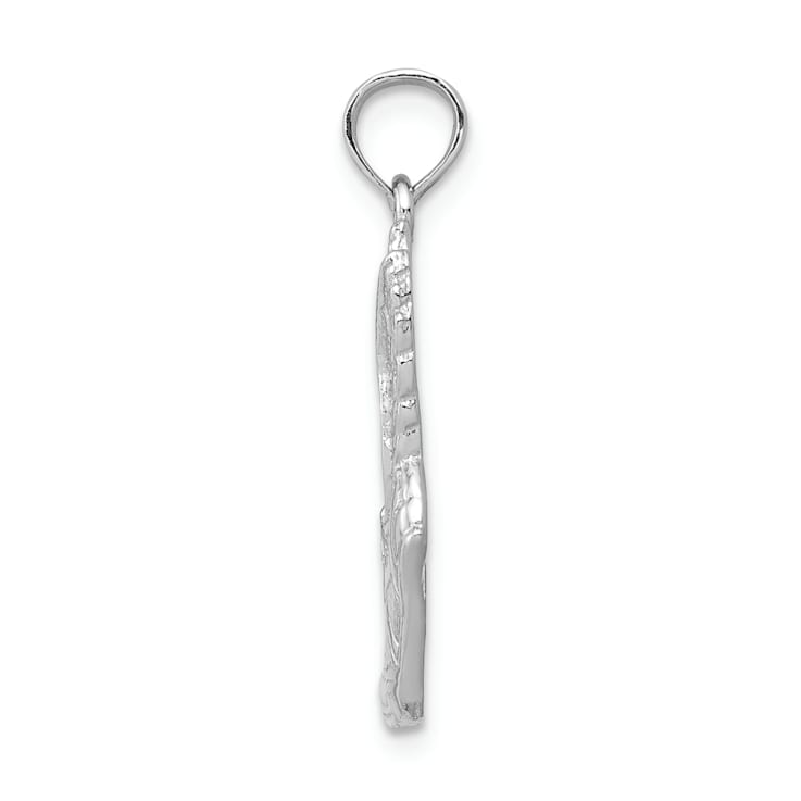Rhodium Over 14k White Gold Polished and Textured Running Shoe with
Wings Pendant