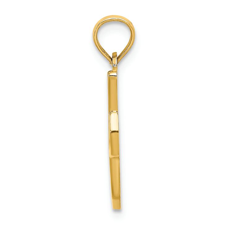 14k Yellow Gold Script Letter I Initial Pendant