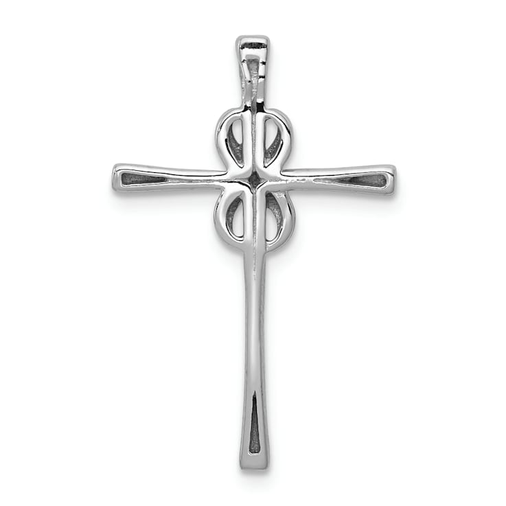 Rhodium Over 14k White Gold Diamond Infinity Cross Chain Slide Pendant