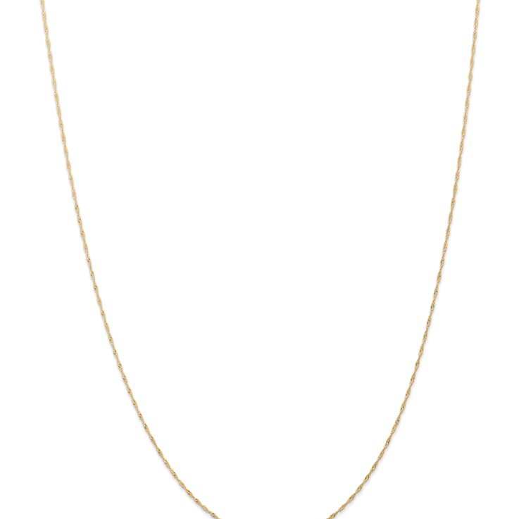 14k Yellow Gold 1mm Solid Singapore 24 Inch Chain