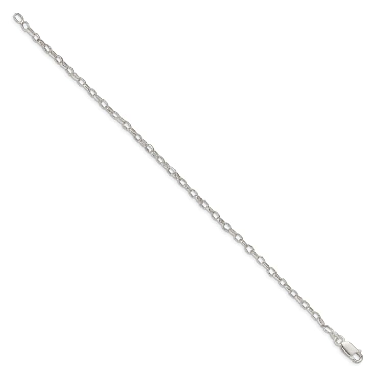 Sterling Silver 3mm Fancy Patterned Rolo Chain Bracelet