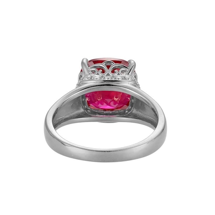 Lab Created Ruby And White Cubic Zirconia Platinum Over Silver July
Birthstone Ring 4.42ctw