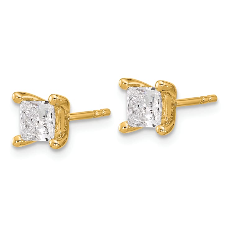 Princess Cut White Lab-Grown Diamond G-H SI 14K Yellow Gold Solitaire
Stud Earrings 1.00ctw