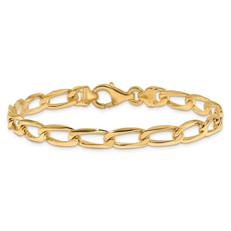 14k Yellow Gold 5.9mm Hand-polished Fancy Open Link Bracelet