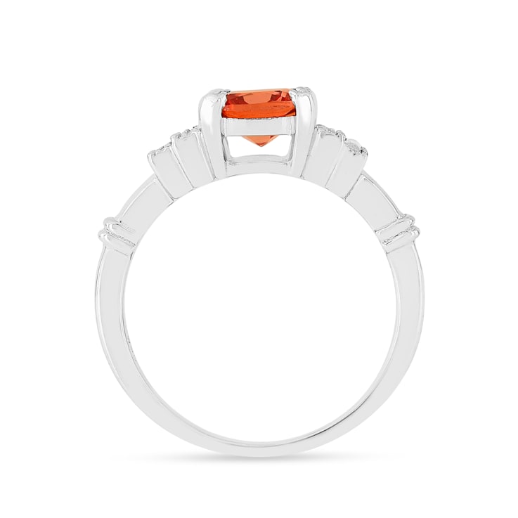 Peach Orange  Lab Created Padparadscha Five Stone Ring   Rhodium Over
Sterling Silver Orange Ring